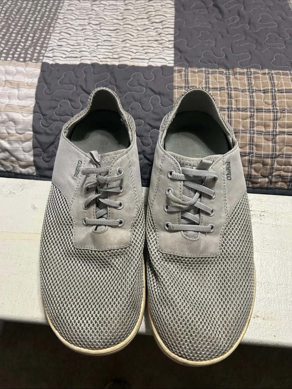 OluKai Men's Light Gray Mesh Lace-Up Sneakers